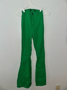 Girls Green Boot-Cut Stretch Pants